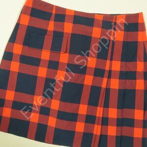 Tory Burch Golf Skirt Womens S Red White Plaid Pleats Lined